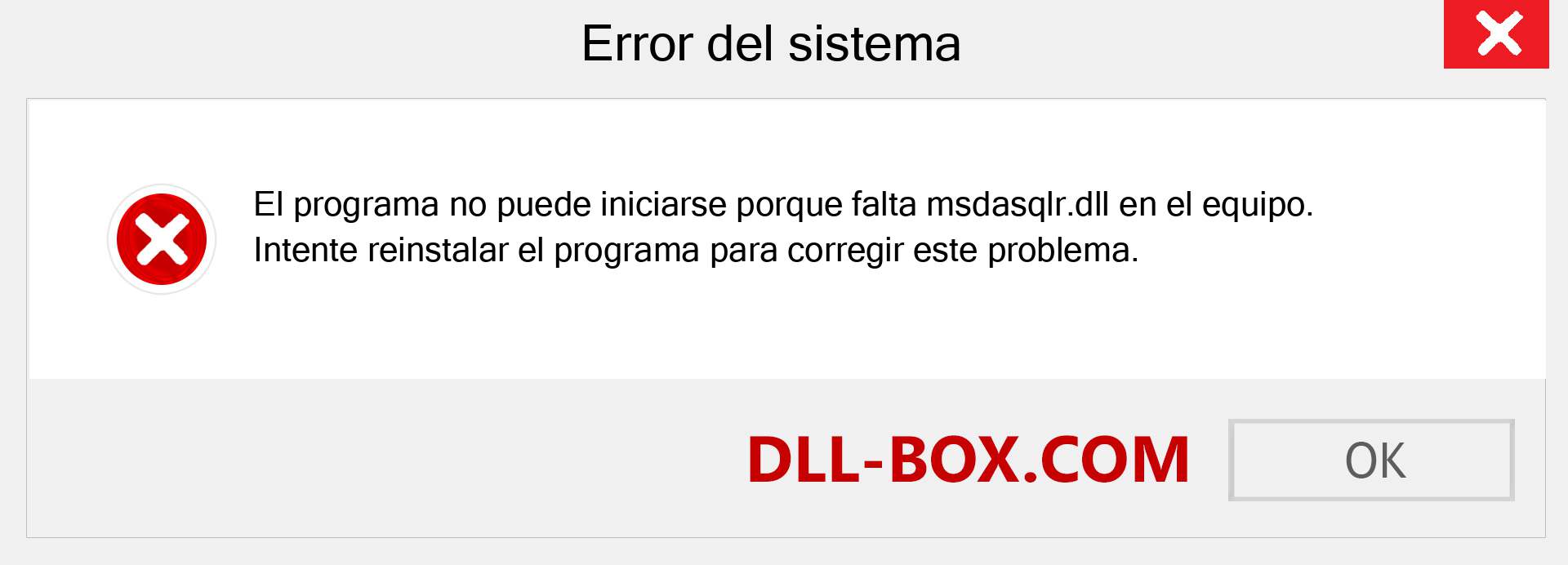 ¿Falta el archivo msdasqlr.dll ?. Descargar para Windows 7, 8, 10 - Corregir msdasqlr dll Missing Error en Windows, fotos, imágenes