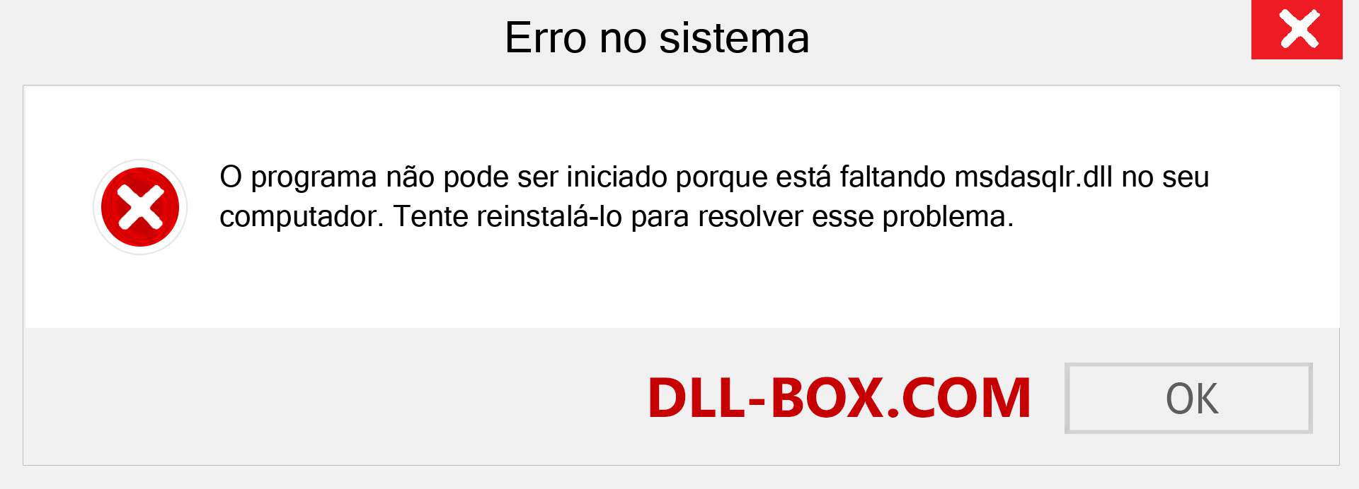 Arquivo msdasqlr.dll ausente ?. Download para Windows 7, 8, 10 - Correção de erro ausente msdasqlr dll no Windows, fotos, imagens